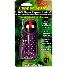 Pepper Shot 1.2% MC 1/2 oz Halo Rhinestone Holster Purple