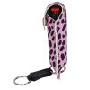 Pepper Shot 1.2% MC 1/2 oz pepper spray fashion leatherette holster and quick release keychain cheetah black/pink