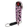 Pepper Shot 1.2% MC 1/2 oz pepper spray fashion leatherette holster and quick release keychain cheetah black/pink