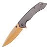 Assisted Open Folding Pocket Knife with Grey handle and Orange Blade