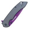 Assisted Open Folding Pocket Knife with Grey handle and Purple Blade