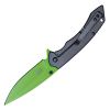 Assisted Open Folding Pocket Knife with Grey handle and Green Blade