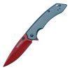 Assisted Open Folding Pocket Knife with Grey handle and Red Blade