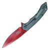 Assisted Open Folding Pocket Knife with Grey handle and Red Blade
