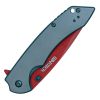 Assisted Open Folding Pocket Knife with Grey handle and Red Blade