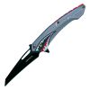 Assisted Open Folding Pocket Knife Gray with Flying Shark Design