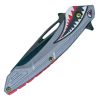 Assisted Open Folding Pocket Knife Gray with Flying Shark Design