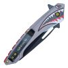Assisted Open Folding Pocket Knife Gray with Flying Shark Design